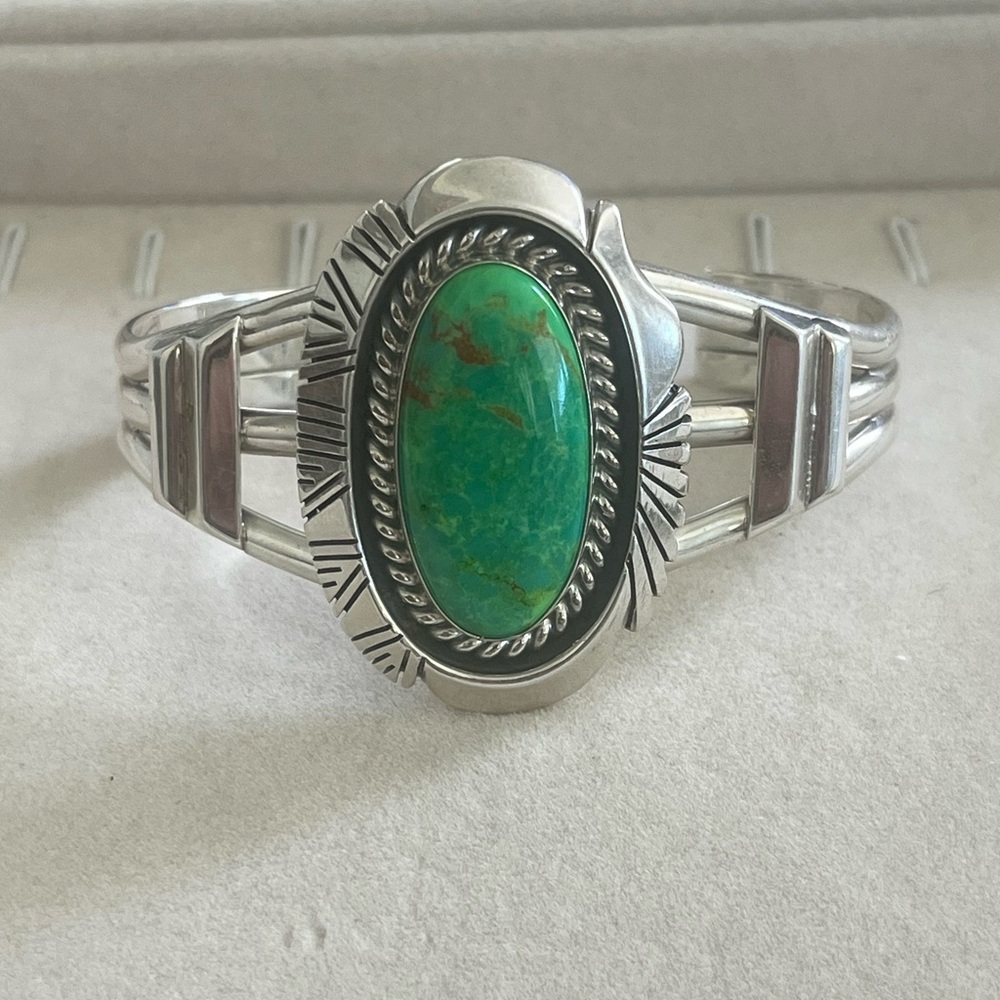 Green Turquise 925 Cuff Bracelet by Running Bear